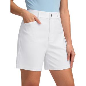 imageG Gradual 5 Womens Golf Shorts Stretchy Lightweight Outdoor Hiking Shorts with Pockets Shorts for Women Casual SummerWhite