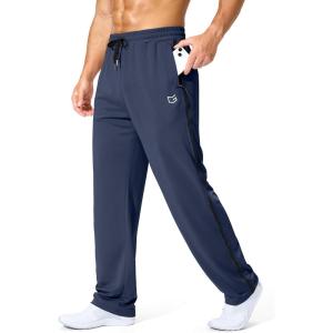 imageG Gradual Mens Athletic Sweatpants with Zipper Pockets Lightweight Quick Dry Mesh Workout Pants Open Bottom for CasualBlue