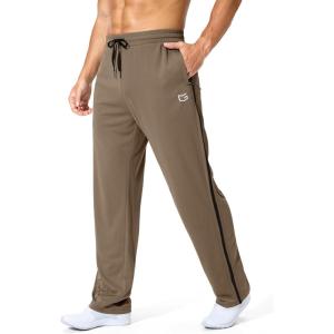 imageG Gradual Mens Athletic Sweatpants with Zipper Pockets Lightweight Quick Dry Mesh Workout Pants Open Bottom for CasualBrown