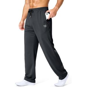 imageG Gradual Mens Athletic Sweatpants with Zipper Pockets Lightweight Quick Dry Mesh Workout Pants Open Bottom for CasualCharcoal