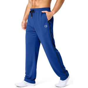 imageG Gradual Mens Athletic Sweatpants with Zipper Pockets Lightweight Quick Dry Mesh Workout Pants Open Bottom for CasualDark Blue