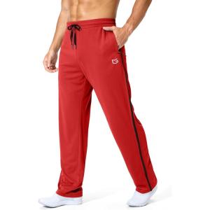 imageG Gradual Mens Athletic Sweatpants with Zipper Pockets Lightweight Quick Dry Mesh Workout Pants Open Bottom for CasualRed