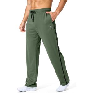 imageG Gradual Mens Athletic Sweatpants with Zipper Pockets Lightweight Quick Dry Mesh Workout Pants Open Bottom for CasualSage Green