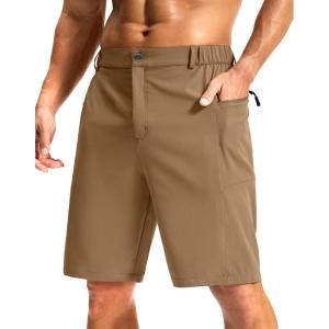 imageG Gradual Mens Casual Shorts 9 Lightweight Hiking Golf Zipper Pockets StretchDark Khaki