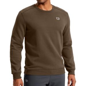 imageG Gradual Mens Fleece Lined Crewneck Sweatshirt Midweight Regular Fit Athletic Workout Warm Pullover Sweater ShirtsApricot Brown