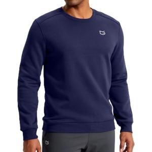 imageG Gradual Mens Fleece Lined Crewneck Sweatshirt Midweight Regular Fit Athletic Workout Warm Pullover Sweater ShirtsDeep Blue