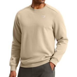 imageG Gradual Mens Fleece Lined Crewneck Sweatshirt Midweight Regular Fit Athletic Workout Warm Pullover Sweater ShirtsKhaki