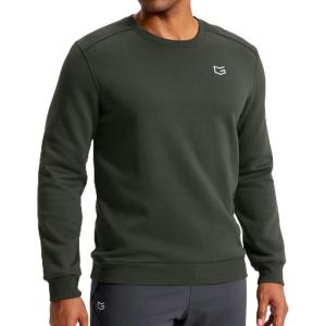 imageG Gradual Mens Fleece Lined Crewneck Sweatshirt Midweight Regular Fit Athletic Workout Warm Pullover Sweater ShirtsOlive Green