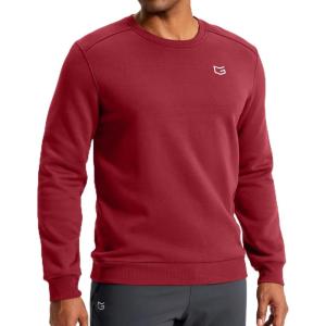 imageG Gradual Mens Fleece Lined Crewneck Sweatshirt Midweight Regular Fit Athletic Workout Warm Pullover Sweater ShirtsRed