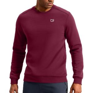 imageG Gradual Mens Fleece Lined Crewneck Sweatshirt Midweight Regular Fit Athletic Workout Warm Pullover Sweater ShirtsRed Berry