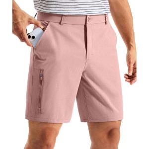 imageG Gradual Mens Golf Dress Shorts 7 Inch Inseam Lightweight Quick Dry Chino Casual Work Shorts for Men with 4 PocketsDusty Pink