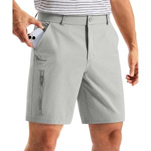 imageG Gradual Mens Golf Dress Shorts 7 Inch Inseam Lightweight Quick Dry Chino Casual Work Shorts for Men with 4 PocketsLight Grey