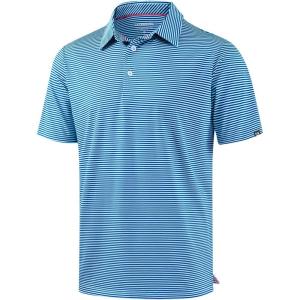 imageG Gradual Mens Golf Shirt Dry Fit Moisture Wicking Perfomance Short Sleeve Striped Polo Shirts for Men Dressy CasualAqua Stripe