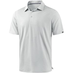 imageG Gradual Mens Golf Shirt Dry Fit Moisture Wicking Perfomance Short Sleeve Striped Polo Shirts for Men Dressy CasualLight Grey Stripe