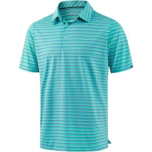 imageG Gradual Mens Golf Shirt Dry Fit Moisture Wicking Perfomance Short Sleeve Striped Polo Shirts for Men Dressy CasualWide Cyan Stripe