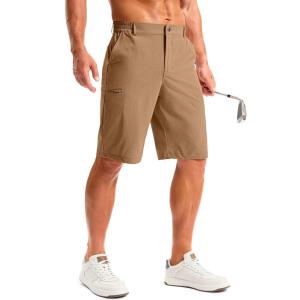 imageG Gradual Mens Golf Shorts 11 Long with 4 Pockets Lightweight Knee Length Elastic Waist Quick Dry Casual Dress Work ShortsDark Khaki