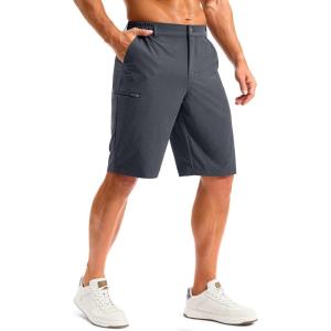 imageG Gradual Mens Golf Shorts 11 Long with 4 Pockets Lightweight Knee Length Elastic Waist Quick Dry Casual Dress Work ShortsIron Grey