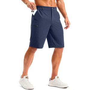 imageG Gradual Mens Golf Shorts 11 Long with 4 Pockets Lightweight Knee Length Elastic Waist Quick Dry Casual Dress Work ShortsNavy