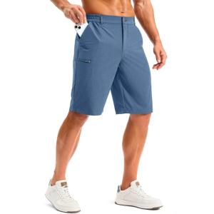 imageG Gradual Mens Golf Shorts 11 Long with 4 Pockets Lightweight Knee Length Elastic Waist Quick Dry Casual Dress Work ShortsSlate Blue
