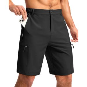 imageG Gradual Mens Hiking Cargo Shorts with 4 Zipper Pockets 9 Quick Dry Lightweight Casual Work Shorts for Men Golf FishingBlack