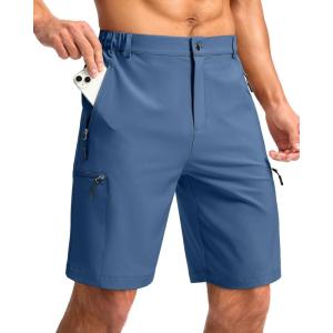 imageG Gradual Mens Hiking Cargo Shorts with 4 Zipper Pockets 9 Quick Dry Lightweight Casual Work Shorts for Men Golf FishingBlue