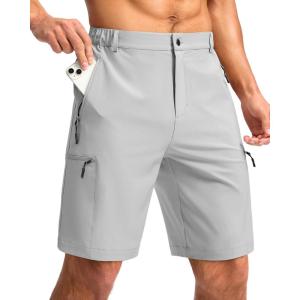 imageG Gradual Mens Hiking Cargo Shorts with 4 Zipper Pockets 9 Quick Dry Lightweight Casual Work Shorts for Men Golf FishingBright Grey