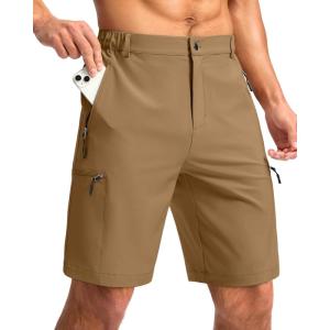 imageG Gradual Mens Hiking Cargo Shorts with 4 Zipper Pockets 9 Quick Dry Lightweight Casual Work Shorts for Men Golf FishingDark Khaki