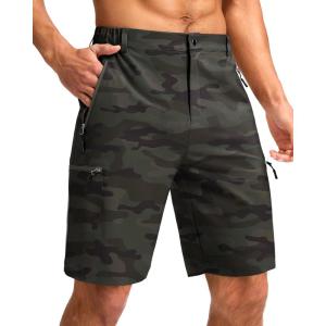 imageG Gradual Mens Hiking Cargo Shorts with 4 Zipper Pockets 9 Quick Dry Lightweight Casual Work Shorts for Men Golf FishingGreen Camo