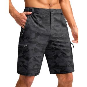 imageG Gradual Mens Hiking Cargo Shorts with 4 Zipper Pockets 9 Quick Dry Lightweight Casual Work Shorts for Men Golf FishingGrey Camo