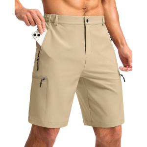 imageG Gradual Mens Hiking Cargo Shorts with 4 Zipper Pockets 9 Quick Dry Lightweight Casual Work Shorts for Men Golf FishingKhaki