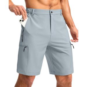 imageG Gradual Mens Hiking Cargo Shorts with 4 Zipper Pockets 9 Quick Dry Lightweight Casual Work Shorts for Men Golf FishingLight Grey