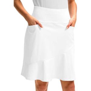 imageG Gradual Skorts Skirts for Women with 5 Pockets 20 Knee Length Golf Skirt Modest Long Tennis Athletic Skirts for WomenAwhite