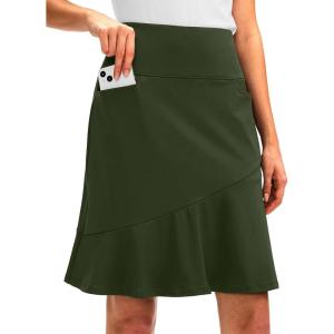 imageG Gradual Skorts Skirts for Women with 5 Pockets 20 Knee Length Golf Skirt Modest Long Tennis Athletic Skirts for WomenOlive