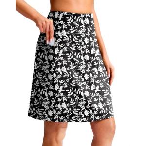 imageG Gradual Womens 20 Knee Length Golf Skirt Skort 4 Side Pockets Stretch High Waisted Tummy Control Skirt with ShortBlack Flower