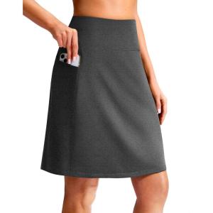 imageG Gradual Womens 20 Knee Length Golf Skirt Skort 4 Side Pockets Stretch High Waisted Tummy Control Skirt with ShortHeather Dull Grey