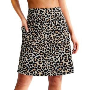 imageG Gradual Womens 20 Knee Length Golf Skirt Skort 4 Side Pockets Stretch High Waisted Tummy Control Skirt with ShortLeopard