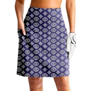 imageG Gradual Womens 20 Knee Length Golf Skirt Skort 4 Side Pockets Stretch High Waisted Tummy Control Skirt with ShortNavy Circle