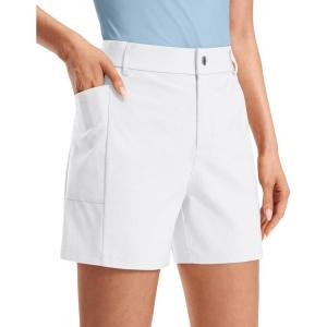imageG Gradual Womens 5 Golf Hiking Shorts with Deep Pockets Stretchy Outdoor Womens Shorts Dressy Casual Walking TravelWhite