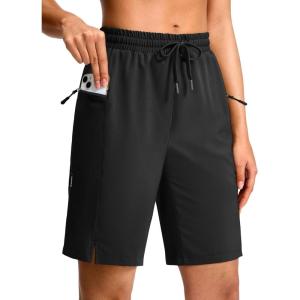 imageG Gradual Womens Hiking Shorts 2 Zipper Pockets Quick Dry Lightweigh 9 Bermuda Cargo Shorts Water Resistant Athletic GolfBlack