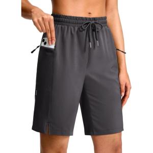 imageG Gradual Womens Hiking Shorts 2 Zipper Pockets Quick Dry Lightweigh 9 Bermuda Cargo Shorts Water Resistant Athletic GolfDark Grey