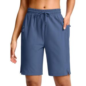 imageG Gradual Womens Hiking Shorts 2 Zipper Pockets Quick Dry Lightweigh 9 Bermuda Cargo Shorts Water Resistant Athletic GolfHaze Blue