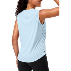 imageG Gradual Womens Sleeveless Workout Tops Lightweight High Neck Tennis Yoga Shirts Running Athletic Tank Tops for WomenBlue Linen