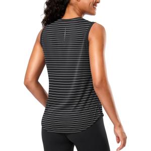 imageG Gradual Womens Sleeveless Workout Tops Lightweight High Neck Tennis Yoga Shirts Running Athletic Tank Tops for WomenWhite Stripe