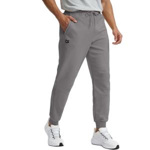 imageMens Cotton Fleece Lined Joggers with Zipper Pockets Athletic Workout Gym Lounge Sweatpants Winter Warm PantsDusty Grey