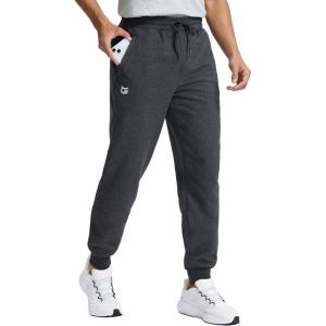 imageMens Cotton Fleece Lined Joggers with Zipper Pockets Athletic Workout Gym Lounge Sweatpants Winter Warm PantsHeather Dull Grey