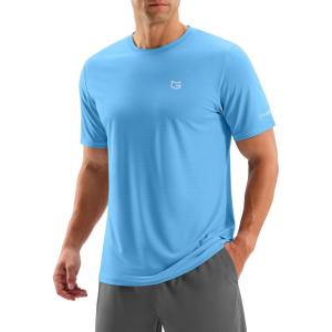 imageMens Workout Breathable TShirts Dry Fit UPF 50 Sun Shirts Lightweight Cooling Tee for Athletic Running HikingSky Blue
