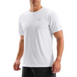 imageMens Workout Breathable TShirts Dry Fit UPF 50 Sun Shirts Lightweight Cooling Tee for Athletic Running HikingWhite