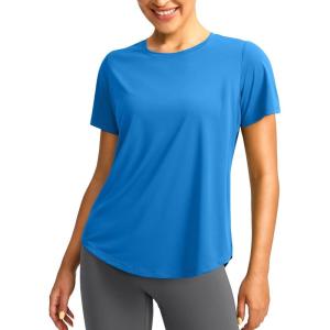 imageWomens Short Sleeve Workout Shirts UPF 50 Sun Protection TShirts Quick Dry Breathable Gym Running Hiking Tops for WomenRoyal Blue