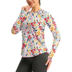 imageWomens UPF 50 Sun Shirt Long Sleeve UV Shirts Rash Guard Lightweight Quick Dry Workout Hiking Tops for WomenPink Floral