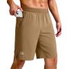 imageG Gradual Mens Athletic Running Shorts 759 Zipper Pocket Lightweight Workout Gym Quick Dry Shorts Golf Tennis HikingDark Khaki